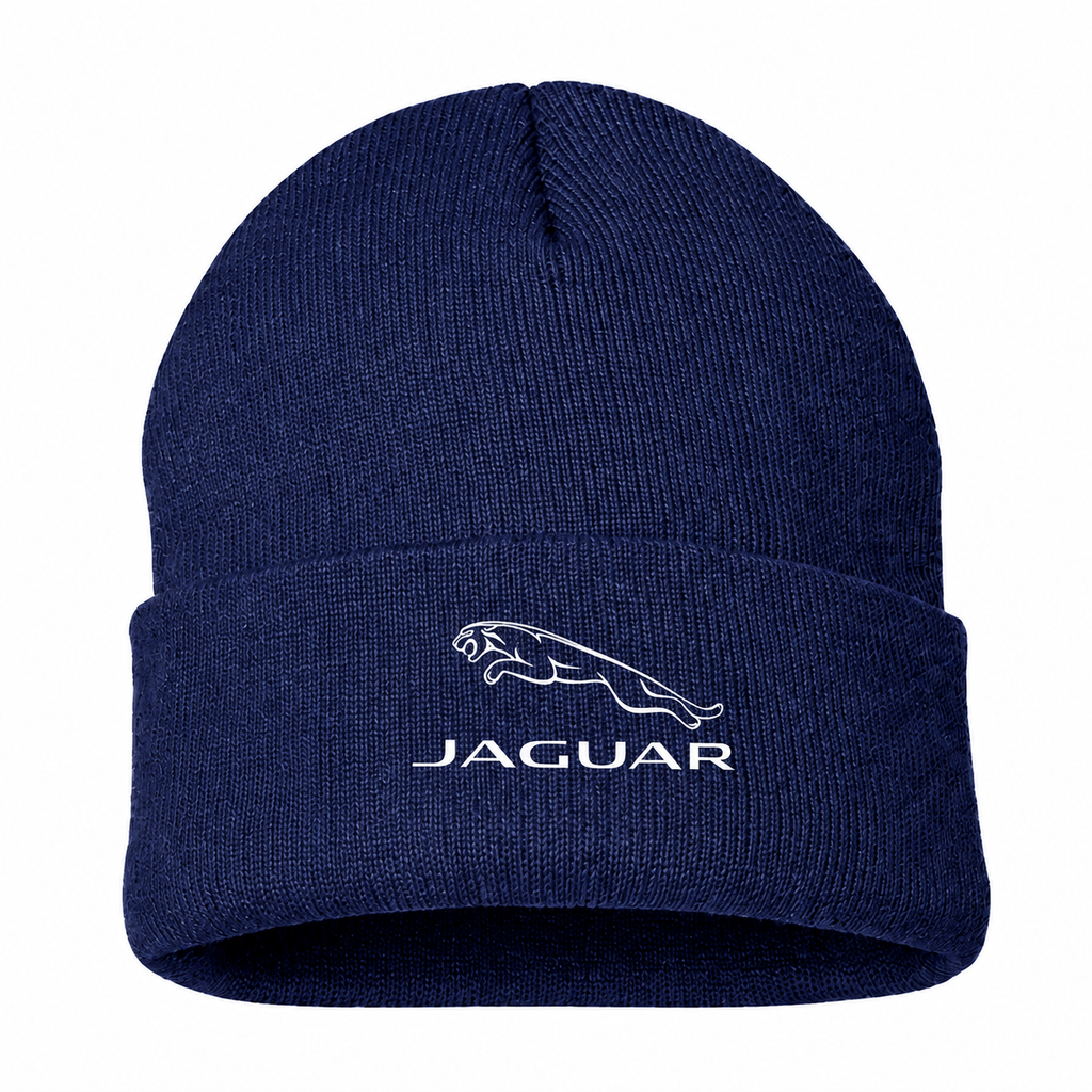 Men's Jaguar Symbol Beanie Hat — Navy — clean front main