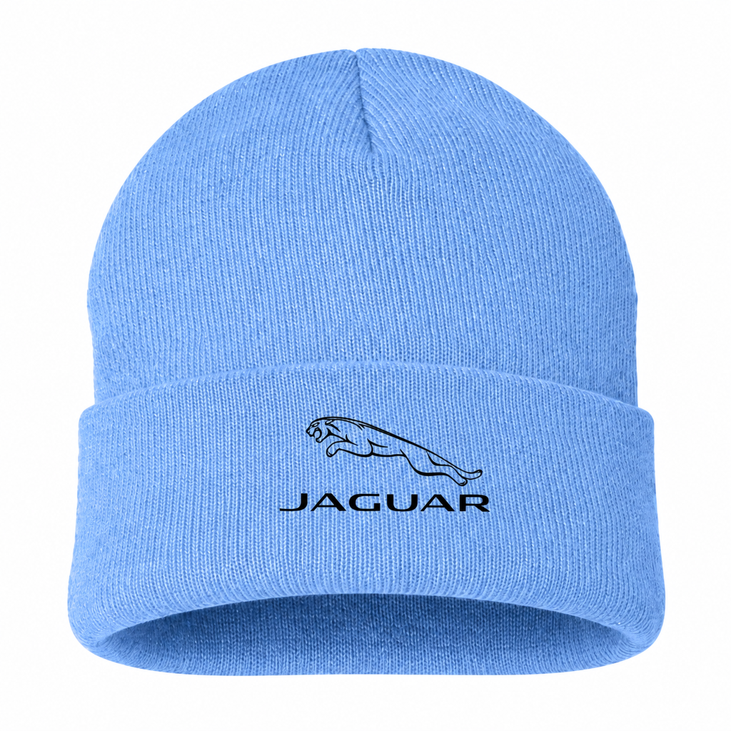 Men's Jaguar Symbol Beanie Hat — Sky Blue — clean front main