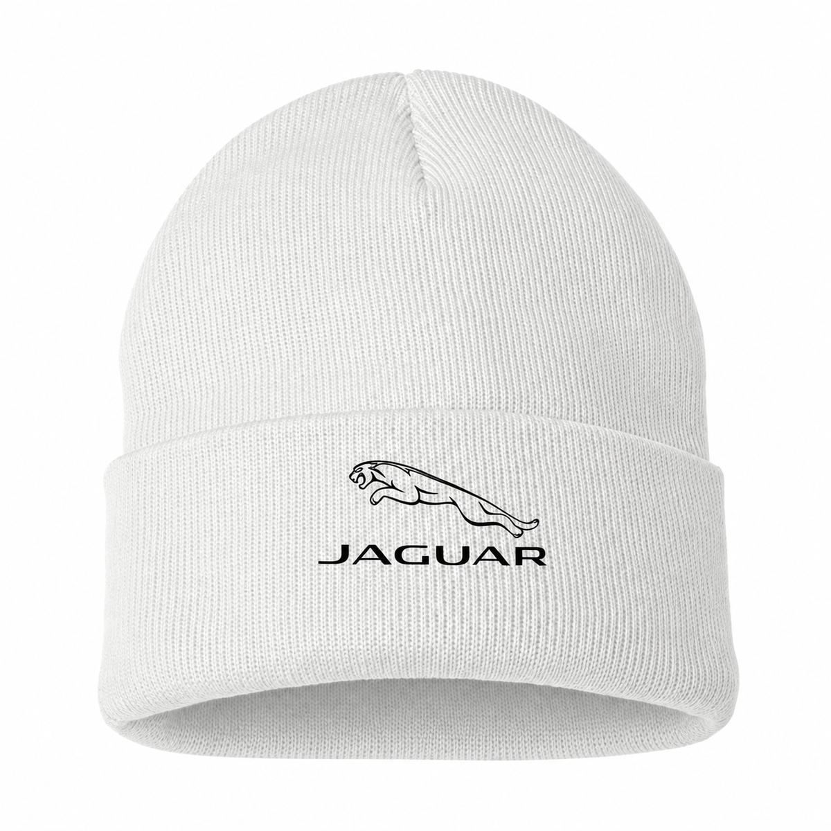 Men's Jaguar Symbol Beanie Hat — White — clean front main