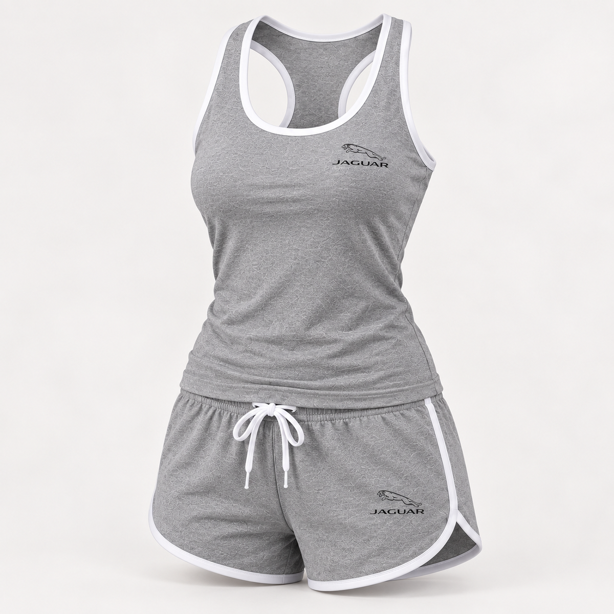 Jaguar women's tanktop and shorts set Angle | Color: Grey |