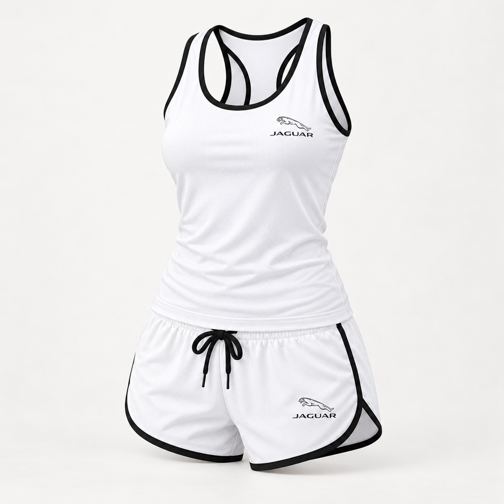Jaguar women's tanktop and shorts set Angle | Color: White |