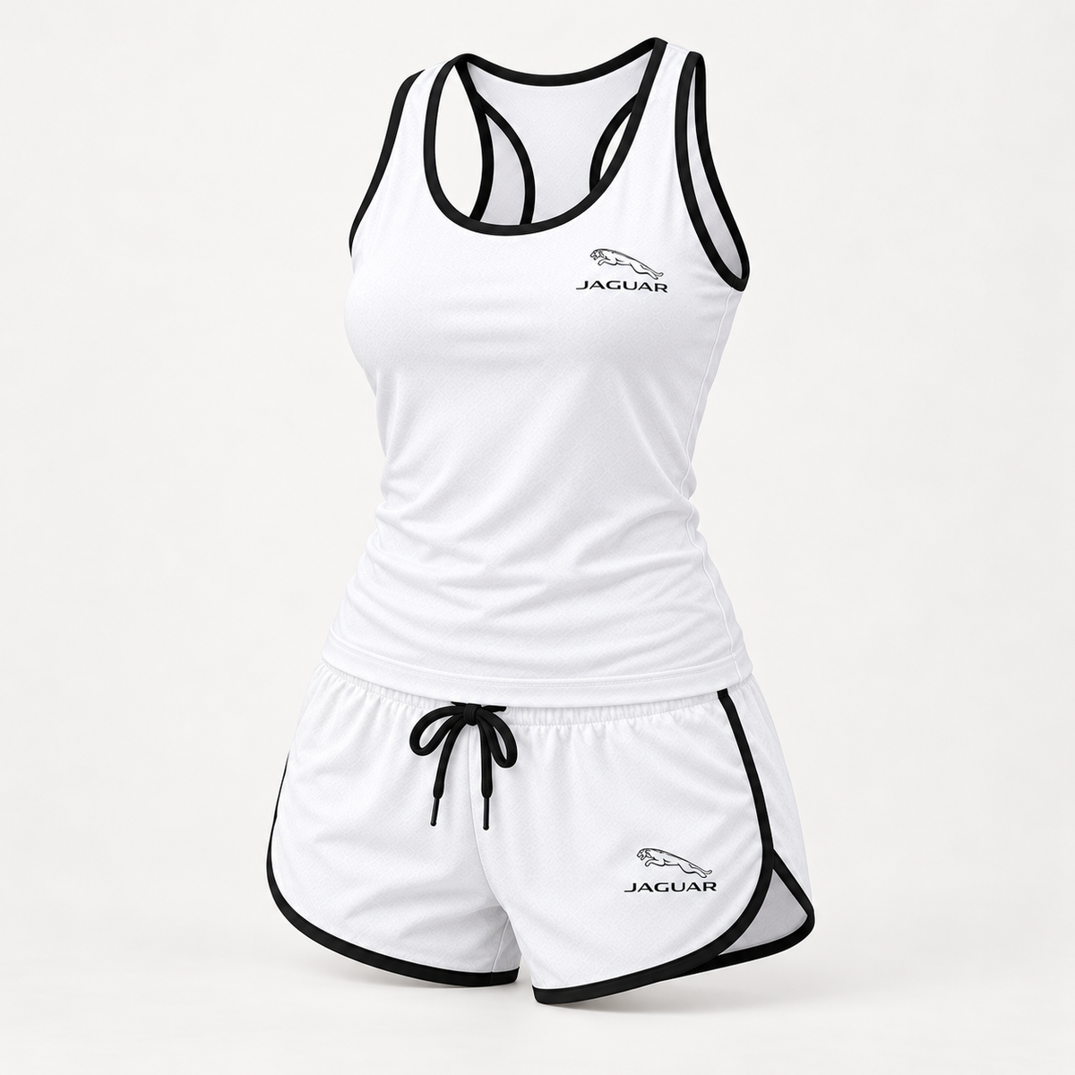 Jaguar women's tanktop and shorts set Angle | Color: White |