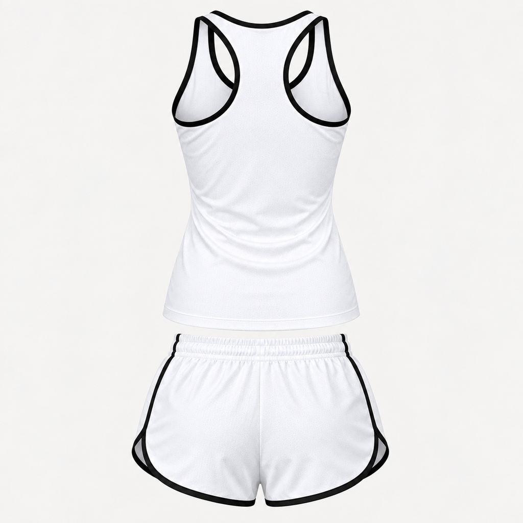 Jaguar women's tanktop and shorts set Back | Color: White |