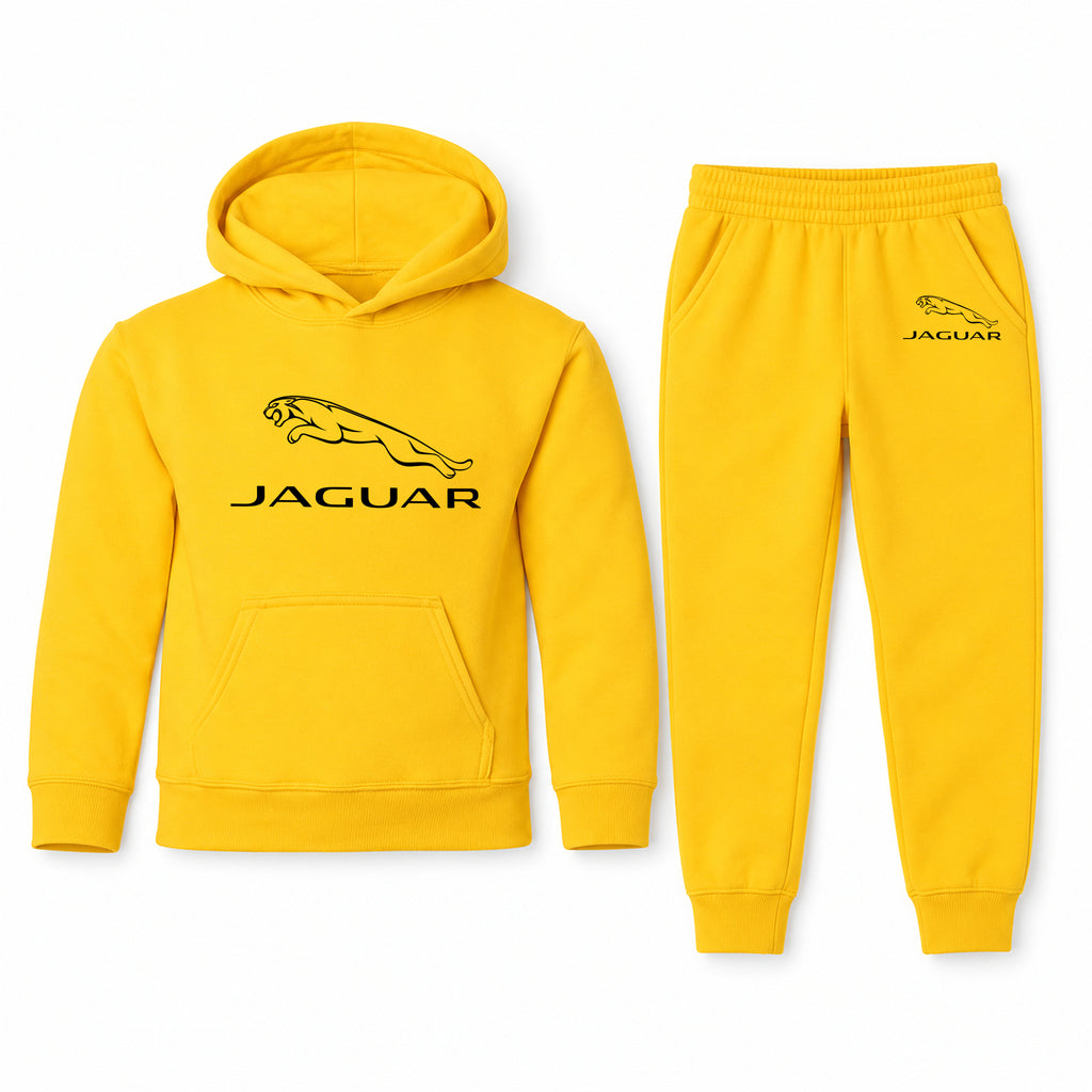 Jaguar youth hoodie jogger set, Yellow, Youth Large ages 10–12