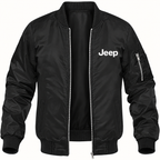 Men’s Jeep Car Lightweight Bomber Jacket | Color: Black | Image 2