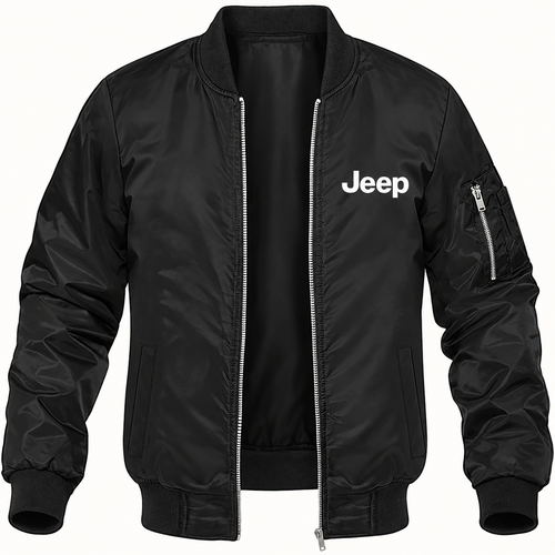 Men’s Jeep Car Lightweight Bomber Jacket | Color: Black | Image 2