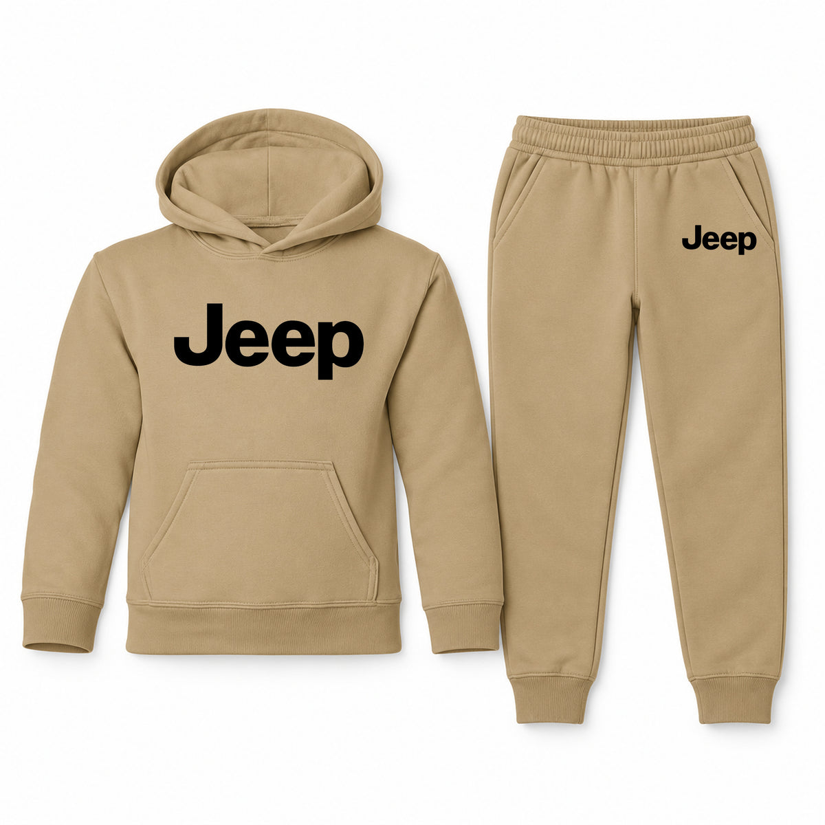Jeep youth hoodie jogger set, Khaki, Youth Large ages 10–12