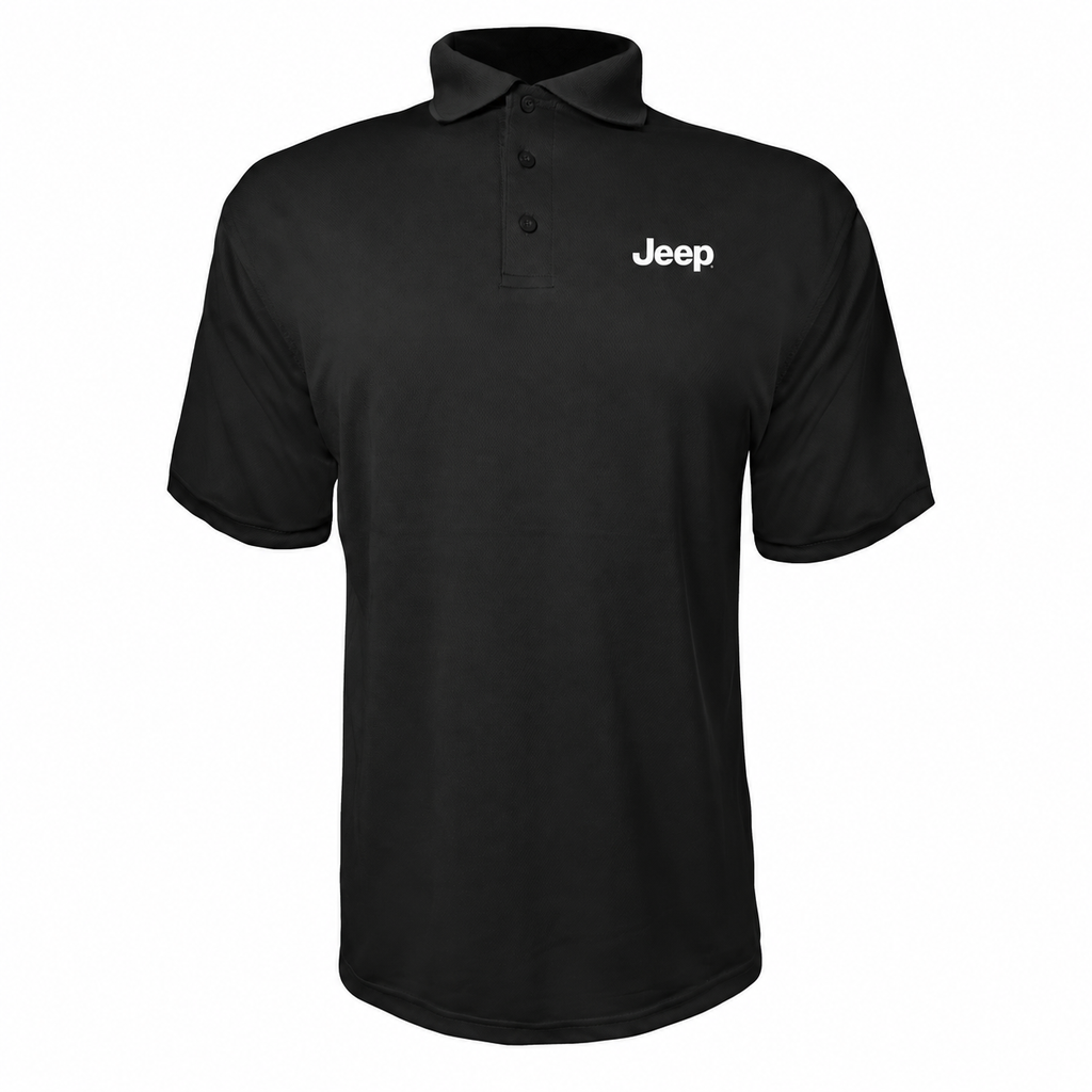 Jeep polyester polo — Black — source logo on left chest