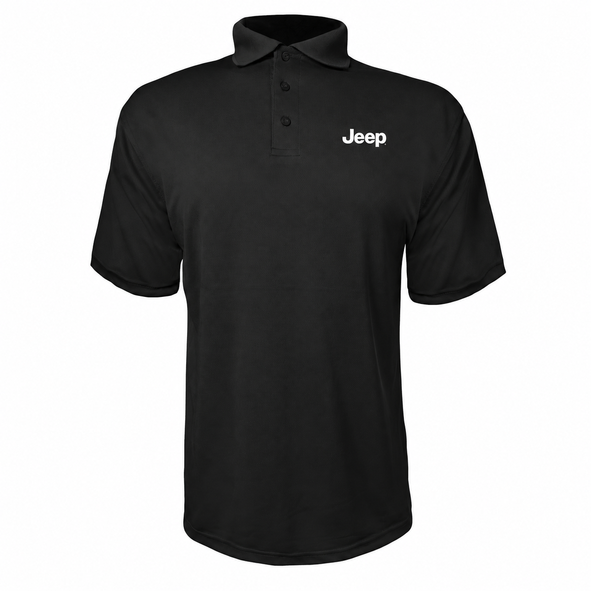 Jeep polyester polo — Black — source logo on left chest