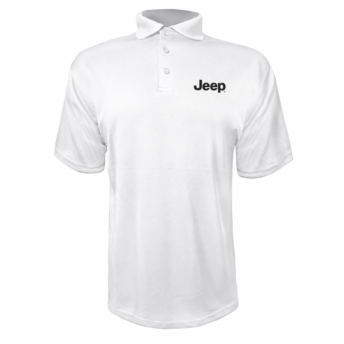 Jeep polyester polo — White — source logo on left chest
