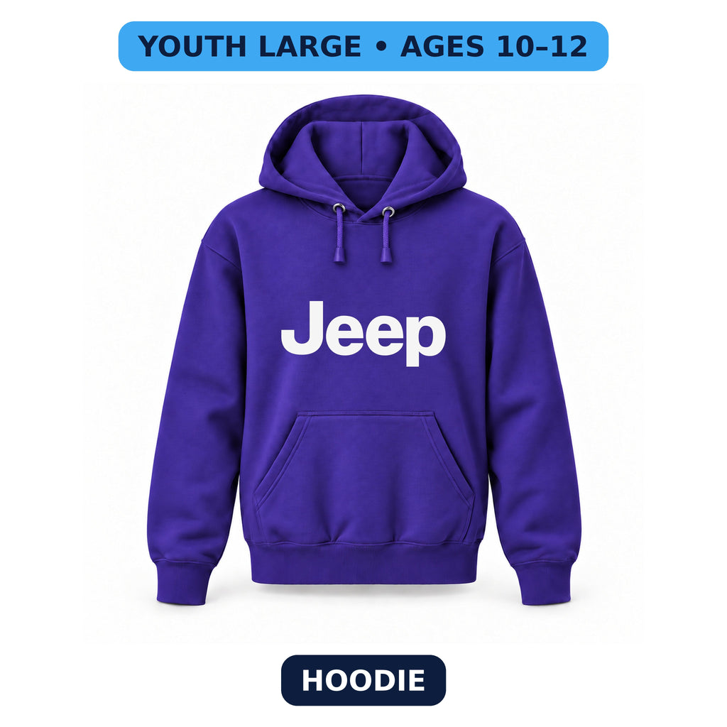 Jeep - Youth Large Hoodie (Ages 10–12) | Color: Purple