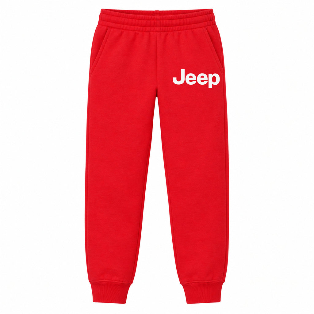 Jeep youth jogger sweatpants in Red, Youth Large ages 10–12