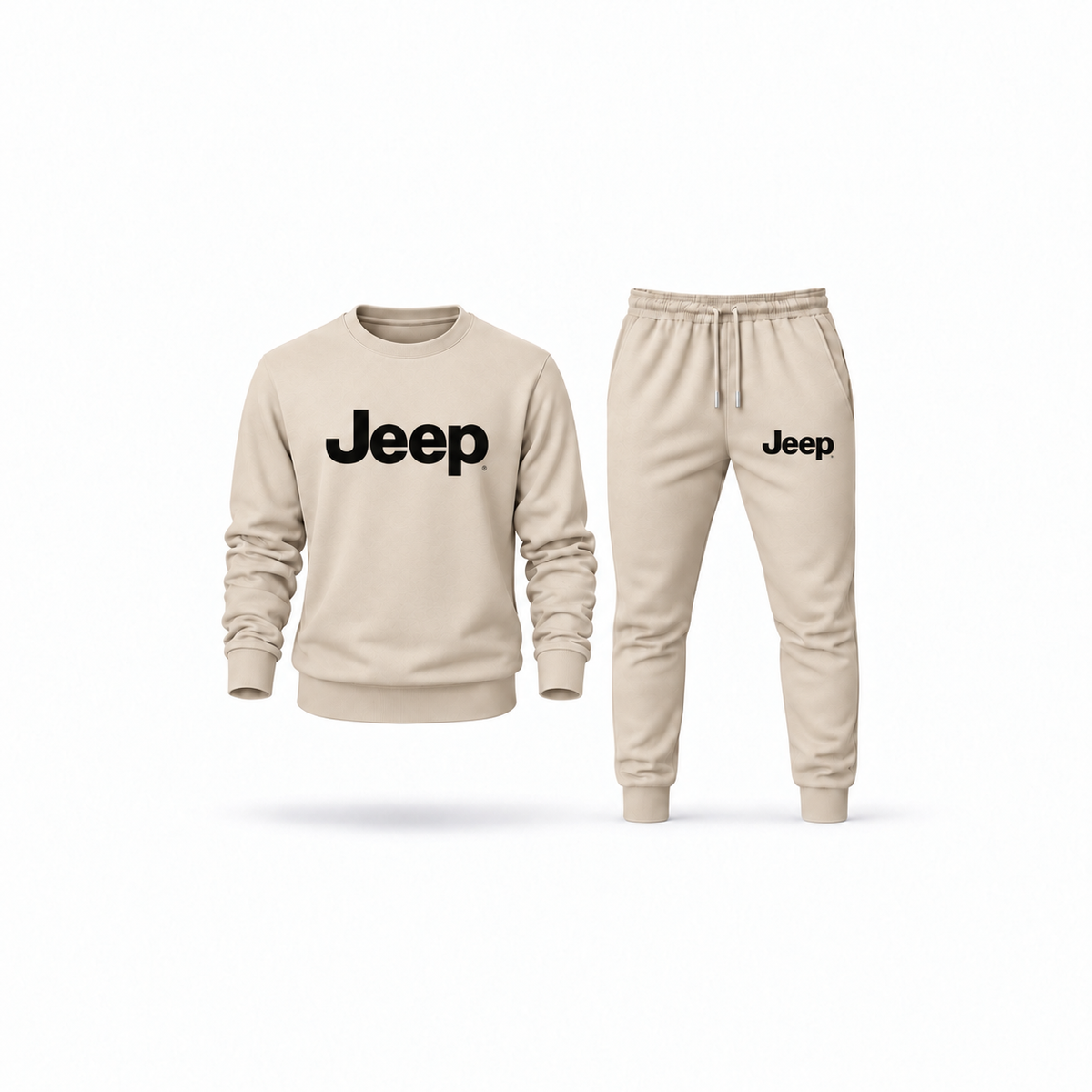 Men's Jeep Sweatshirt Joggers Set | Color: Tan | Main
