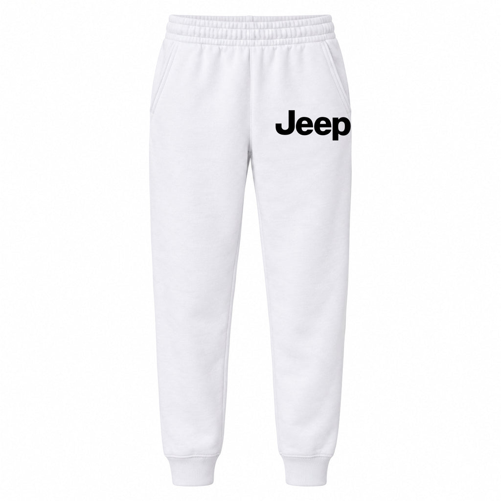 Jeep youth jogger sweatpants in White, Youth Large ages 10–12