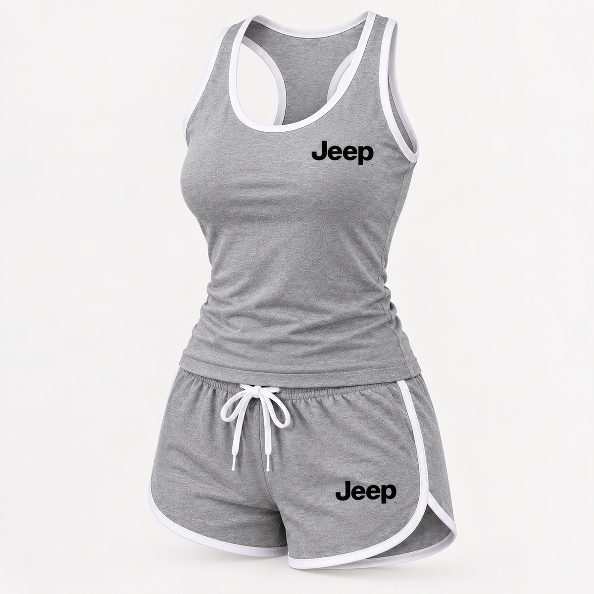 Jeep women's tanktop and shorts set Angle | Color: Grey |