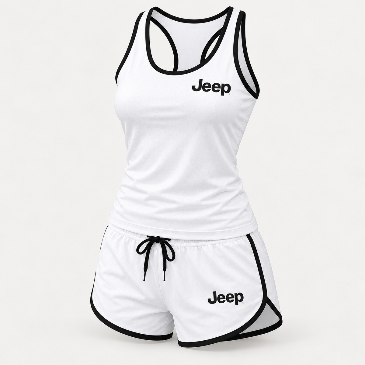 Jeep women's tanktop and shorts set Angle | Color: White |