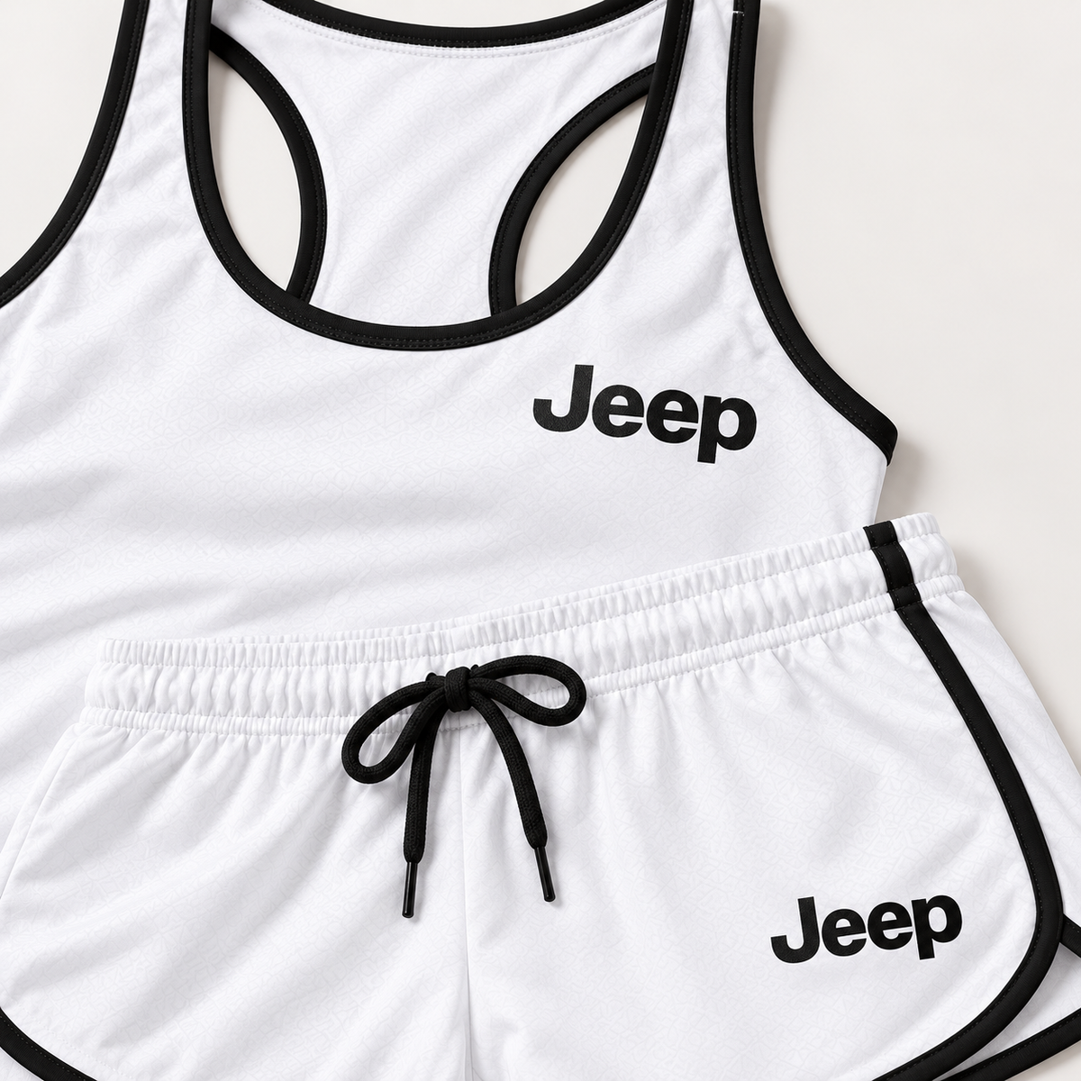 Jeep women's tanktop and shorts set Tank detail | Color: White |