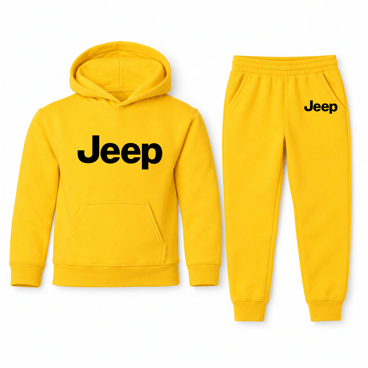 Jeep youth hoodie jogger set, Yellow, Youth Large ages 10–12
