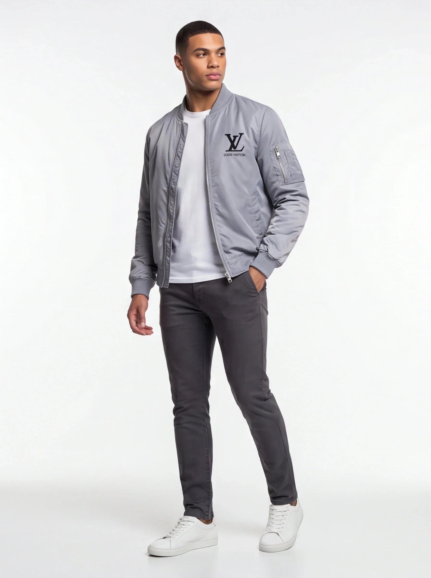 Men's Louis Vuitton Lightweight Bomber Jacket Windbreaker Softshell Varsity Jacket Coat