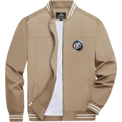 Men’s Buick Car Lightweight Zip-Up Bomber Jacket with Ribbed Collar and Cuffs - Versatile Casual Outerwear