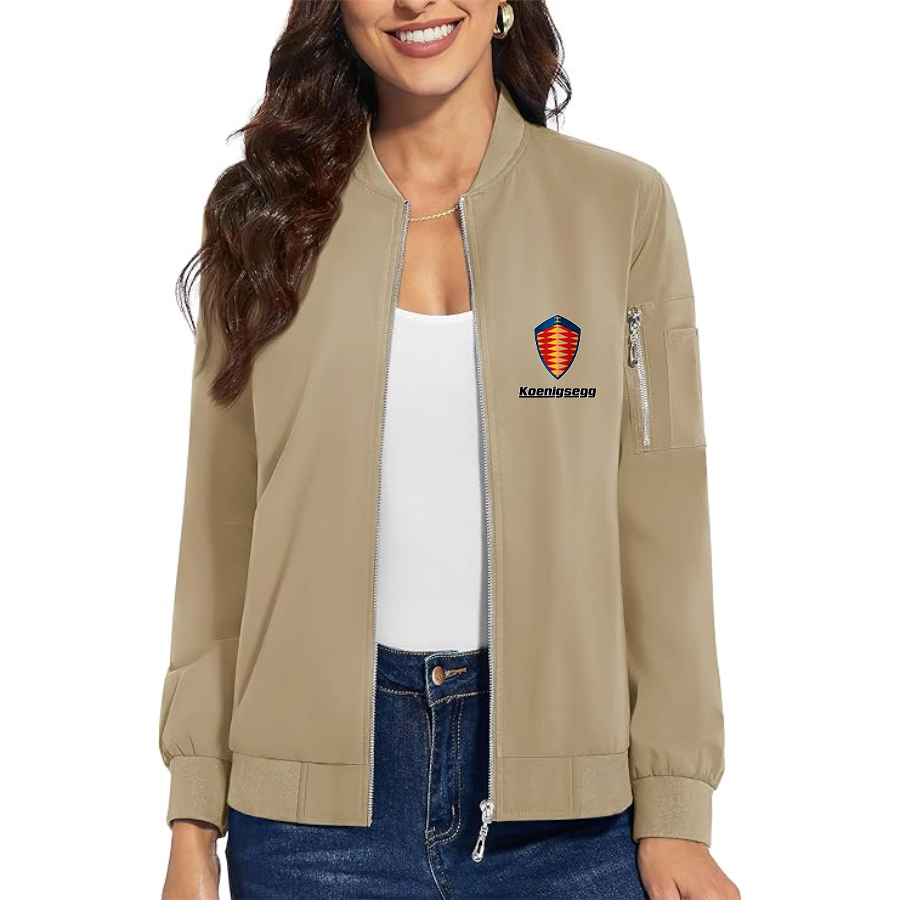 Women's Koenigsegg Car - Premium Bomber Jacket with Polished Detailing and Functional Sleeve Pocket - Modern Luxury Outerwear