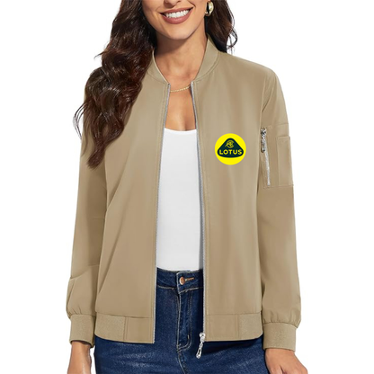 Women's Lotus Car - Premium Bomber Jacket with Polished Detailing and Functional Sleeve Pocket - Modern Luxury Outerwear