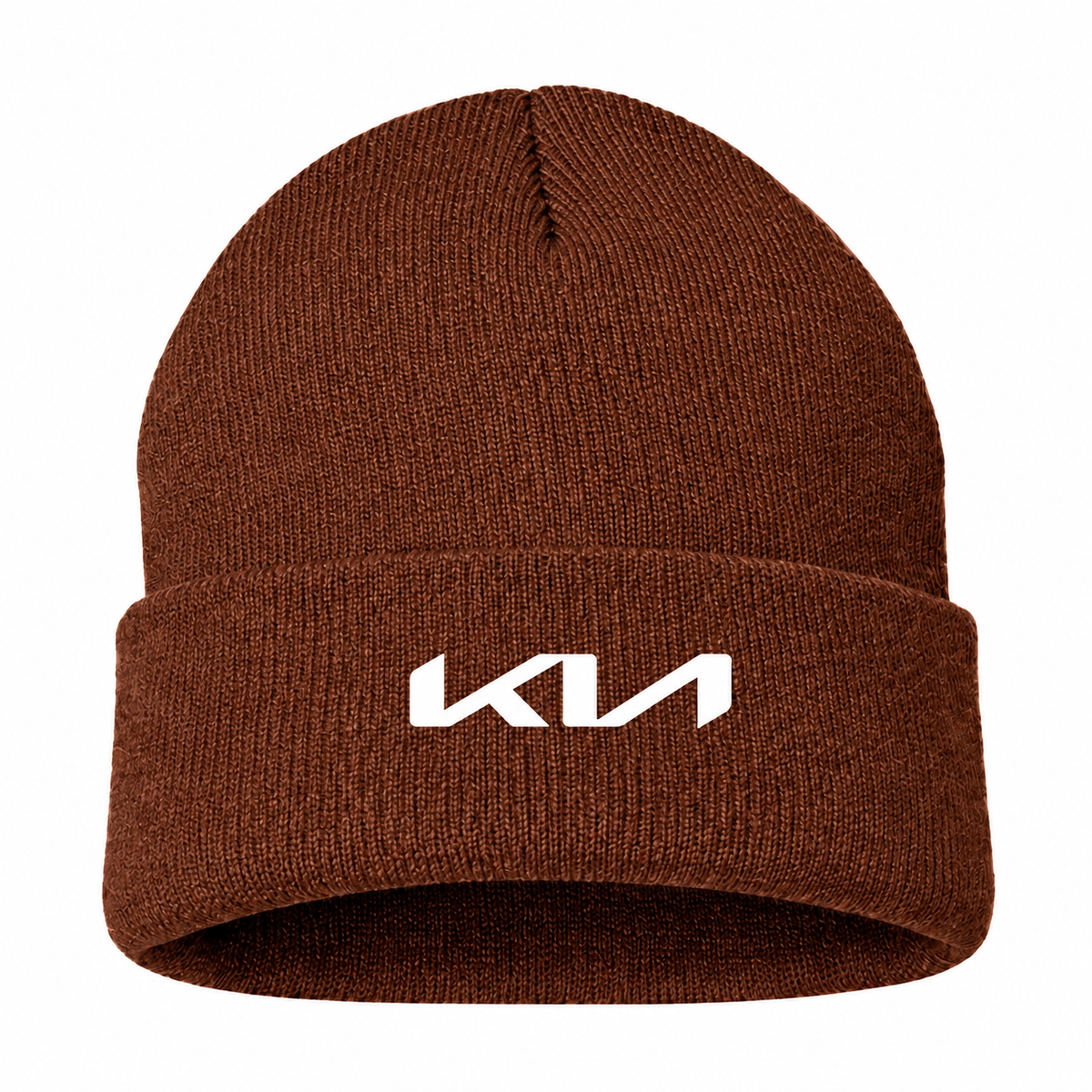 Men's Kia Beanie Hat — Brown — clean front main