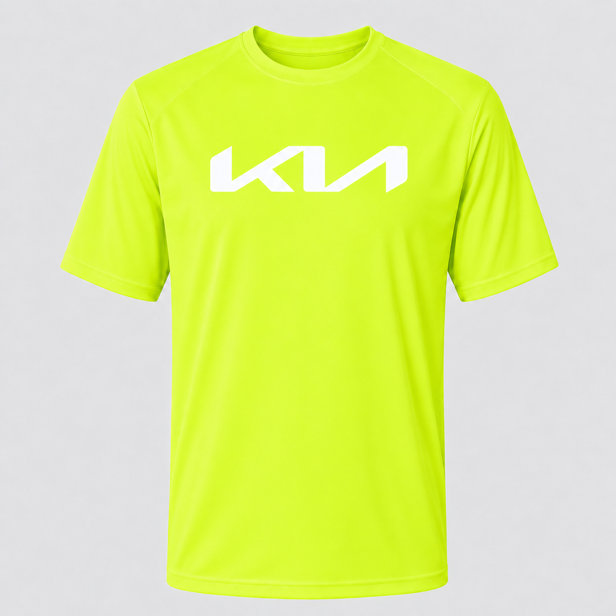 Kia polyester T-shirt — Safety Green — original logo