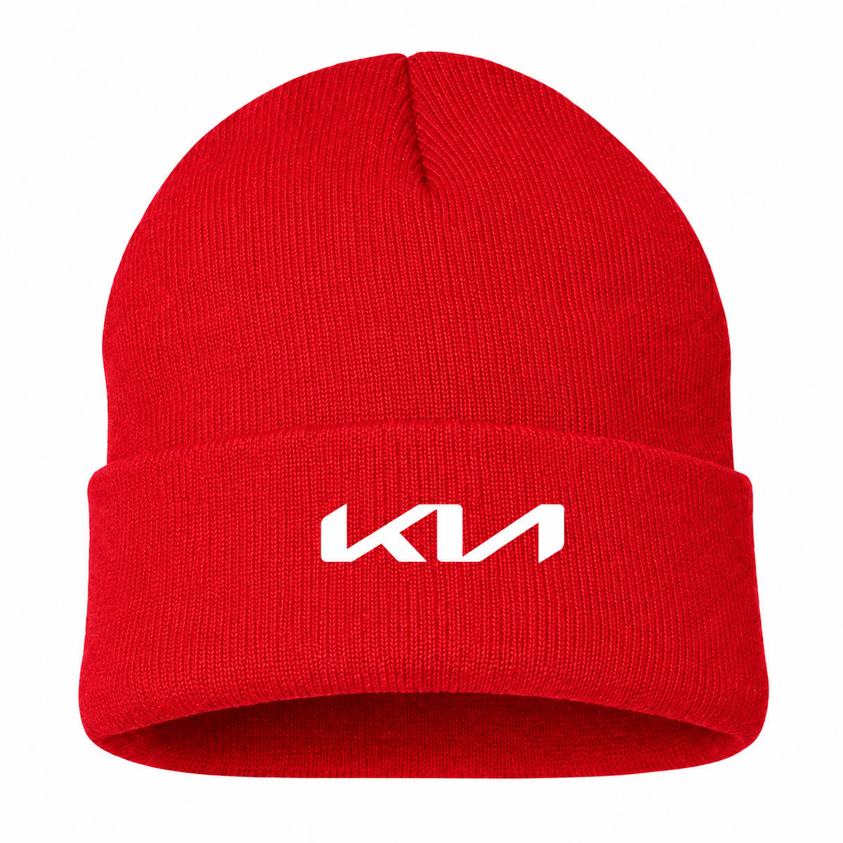 Men's Kia Beanie Hat — Red — clean front main