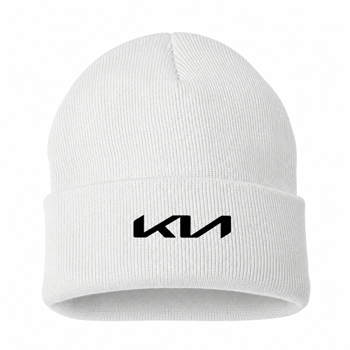 Men's Kia Beanie Hat — White — clean front main