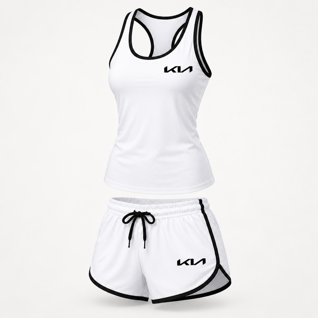 Kia women's tanktop and shorts set Angle | Color: White |