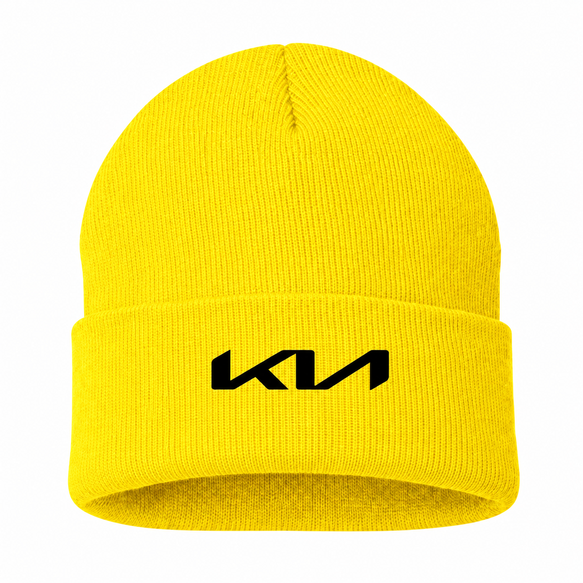 Men's Kia Beanie Hat — Yellow — clean front main