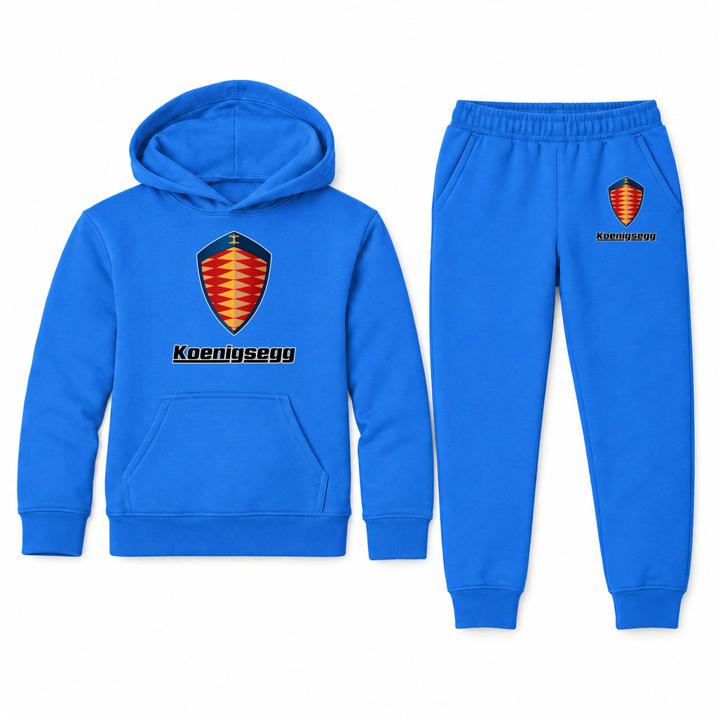 Koenigsegg youth hoodie jogger set, Blue, Youth Large ages 10–12