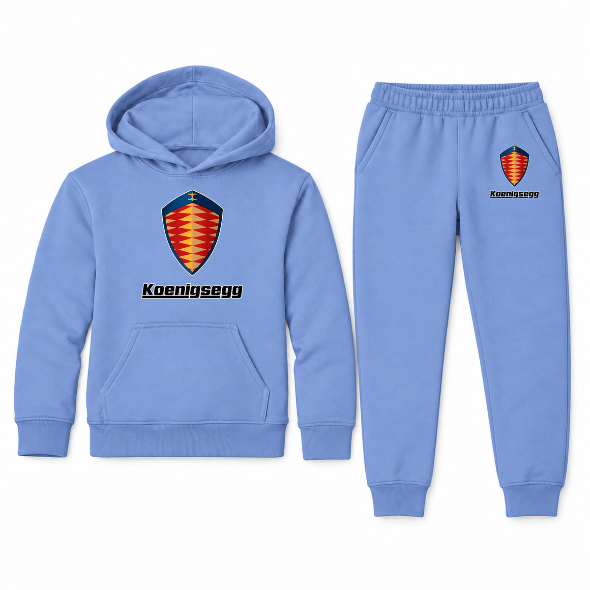 Koenigsegg youth hoodie jogger set, Carolina Blue, Youth Large ages 10–12