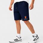 Koenigsegg fleece shorts Navy front logo near left hem