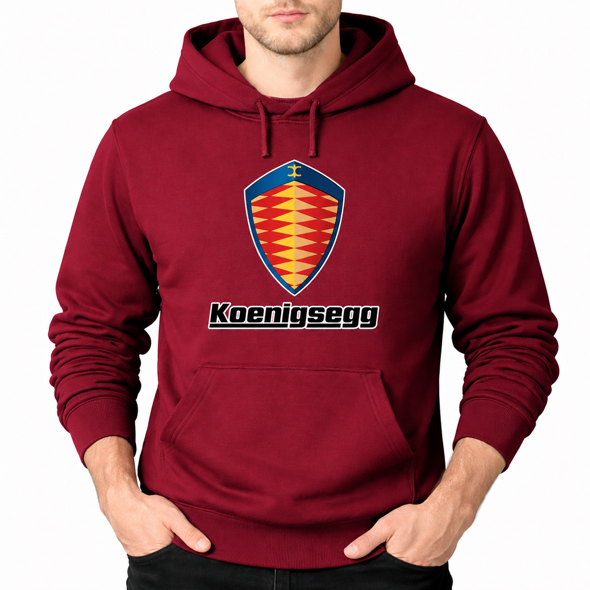 Koenigsegg Burgundy pullover hoodie front