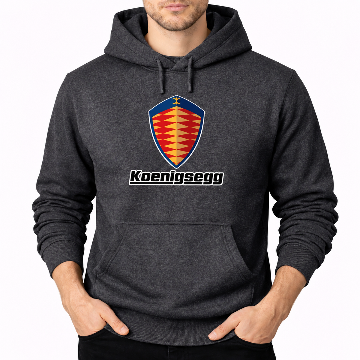 Koenigsegg Dark Heather pullover hoodie front