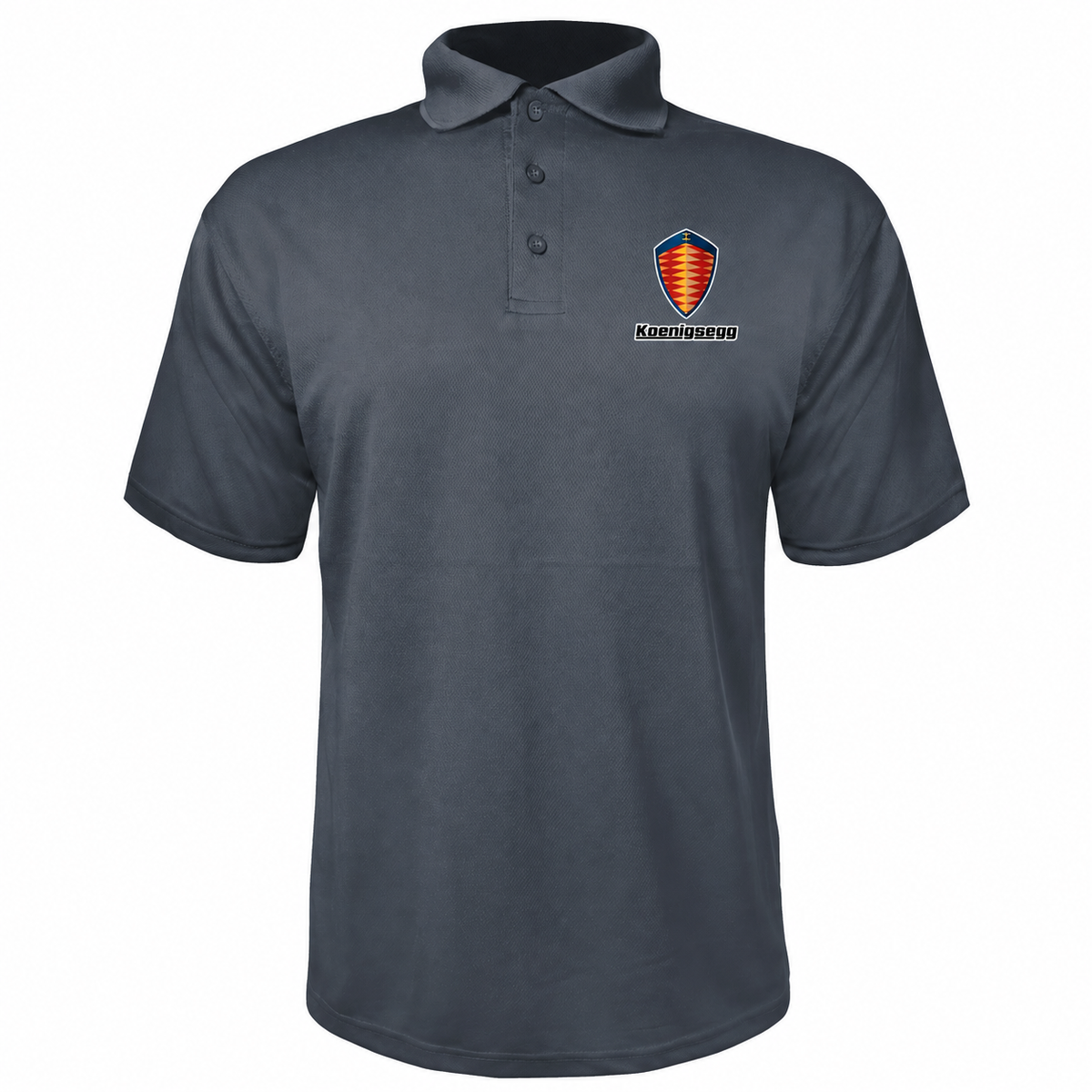 Koenigsegg polyester polo — Charcoal — source logo on left chest