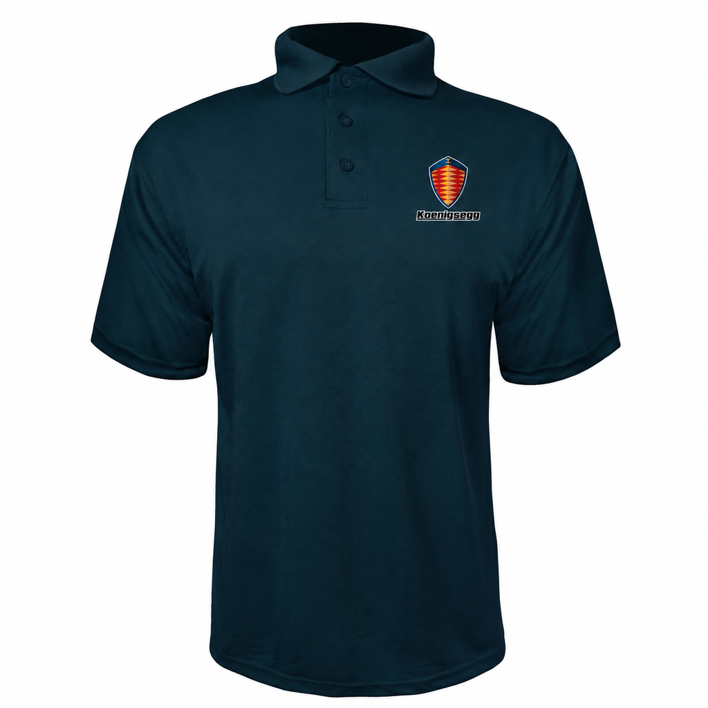 Koenigsegg polyester polo — Navy — source logo on left chest