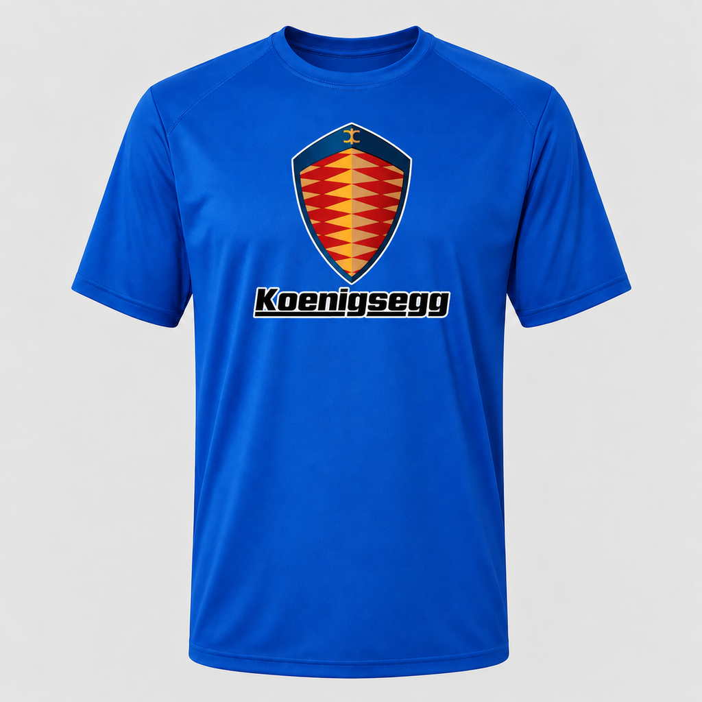 Koenigsegg polyester T-shirt — Blue — original logo
