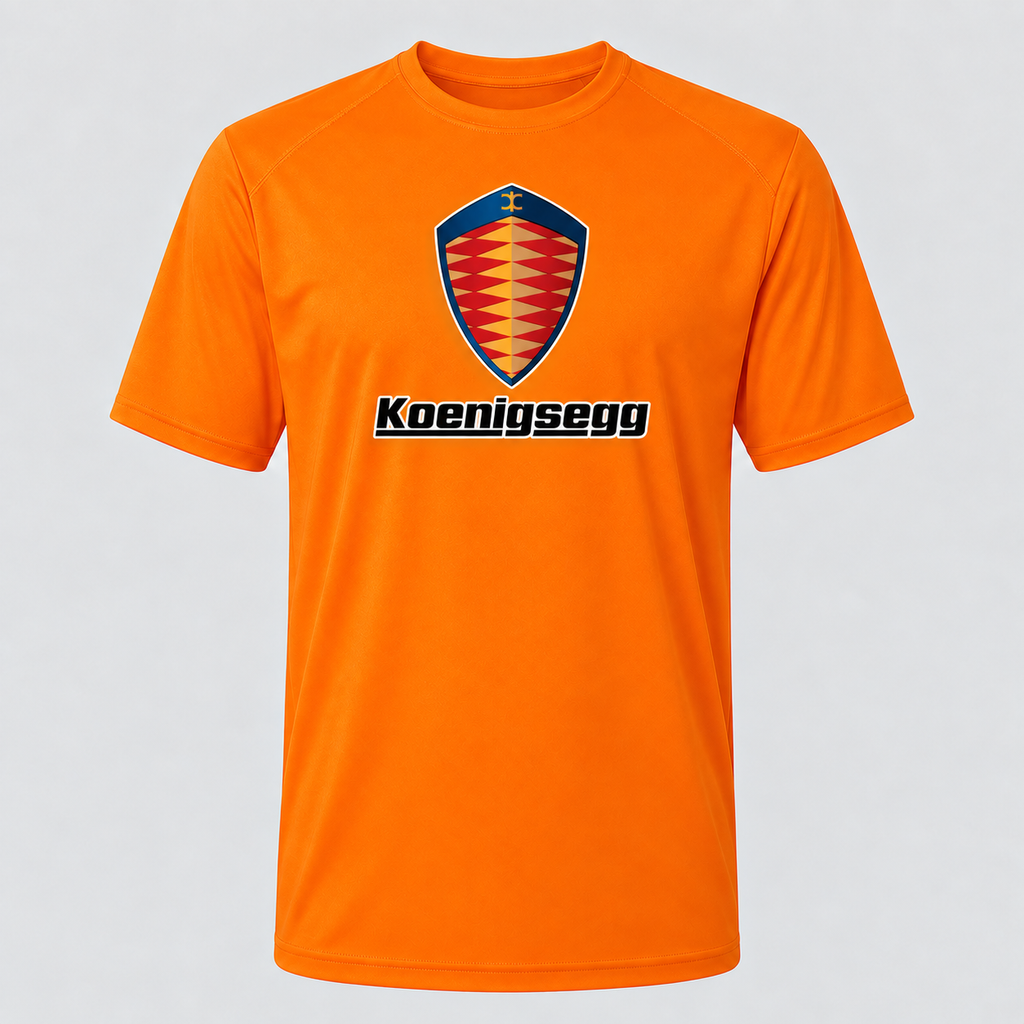 Koenigsegg polyester T-shirt — Orange — original logo