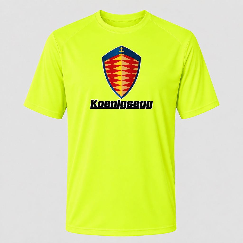 Koenigsegg polyester T-shirt — Safety Green — original logo