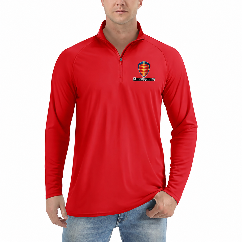 Koenigsegg quarter-zip Red front left-chest heat transfer