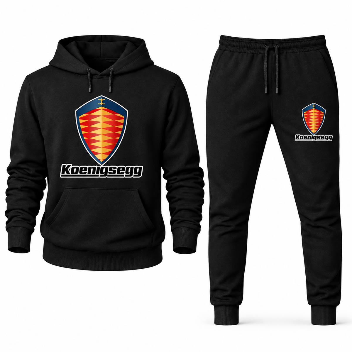 Koenigsegg Black hoodie joggers set front