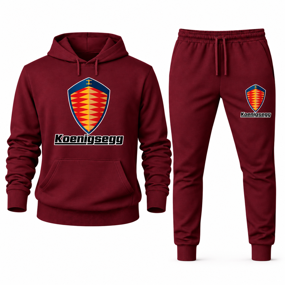Koenigsegg Burgundy hoodie joggers set front