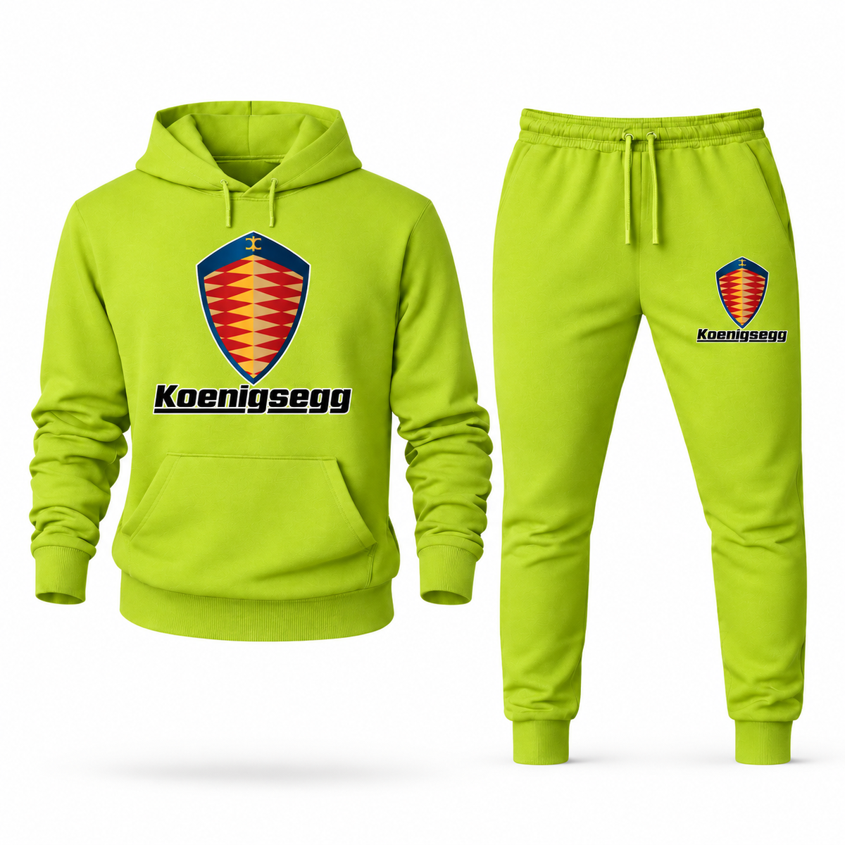 Koenigsegg Lime Green hoodie joggers set front