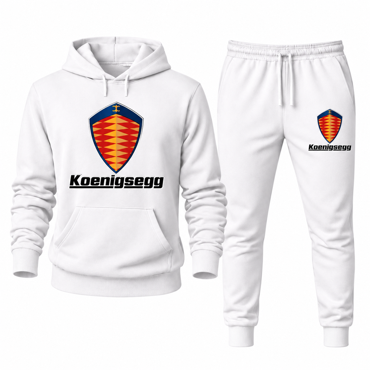 Koenigsegg White hoodie joggers set front