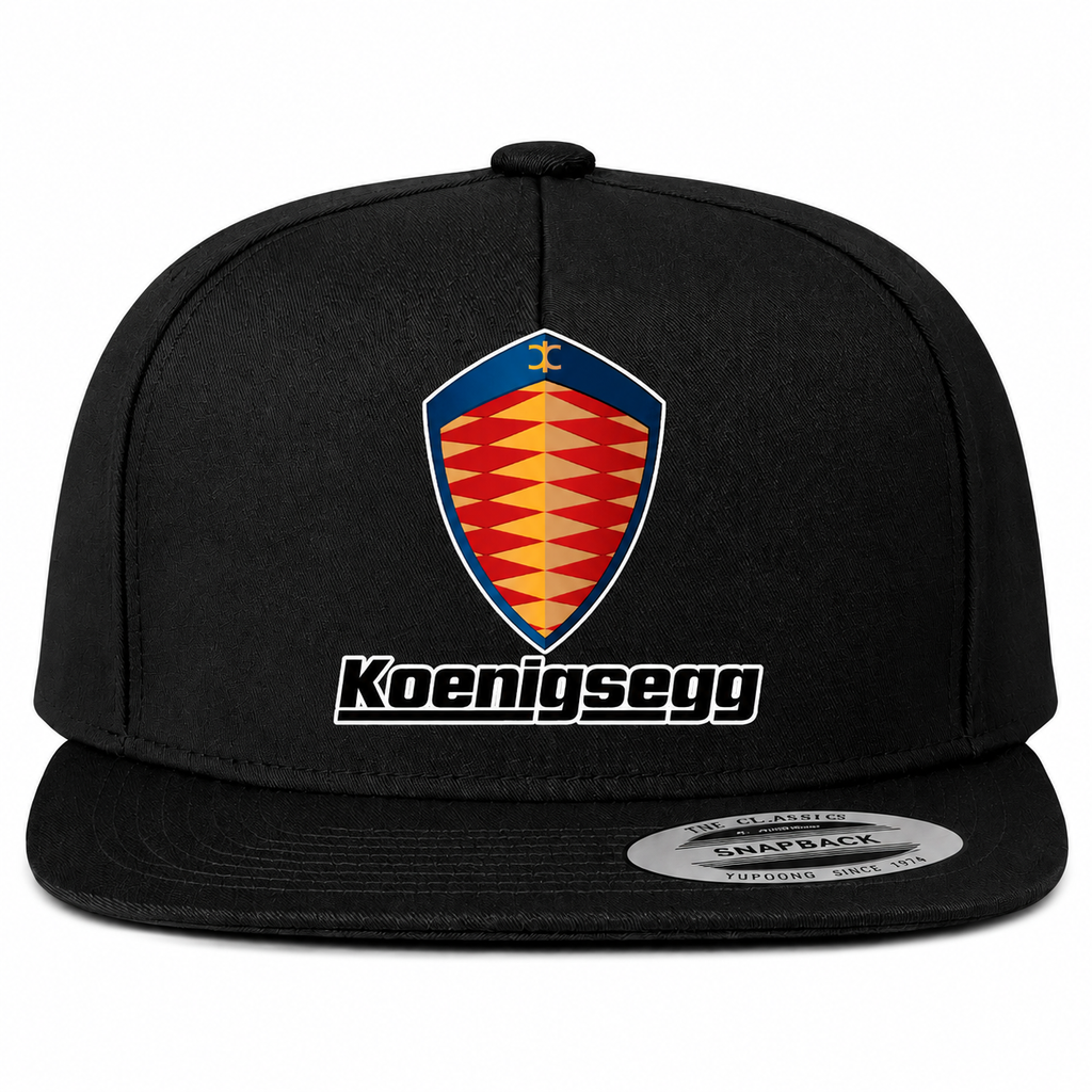 Koenigsegg snapback Black front centered heat transfer