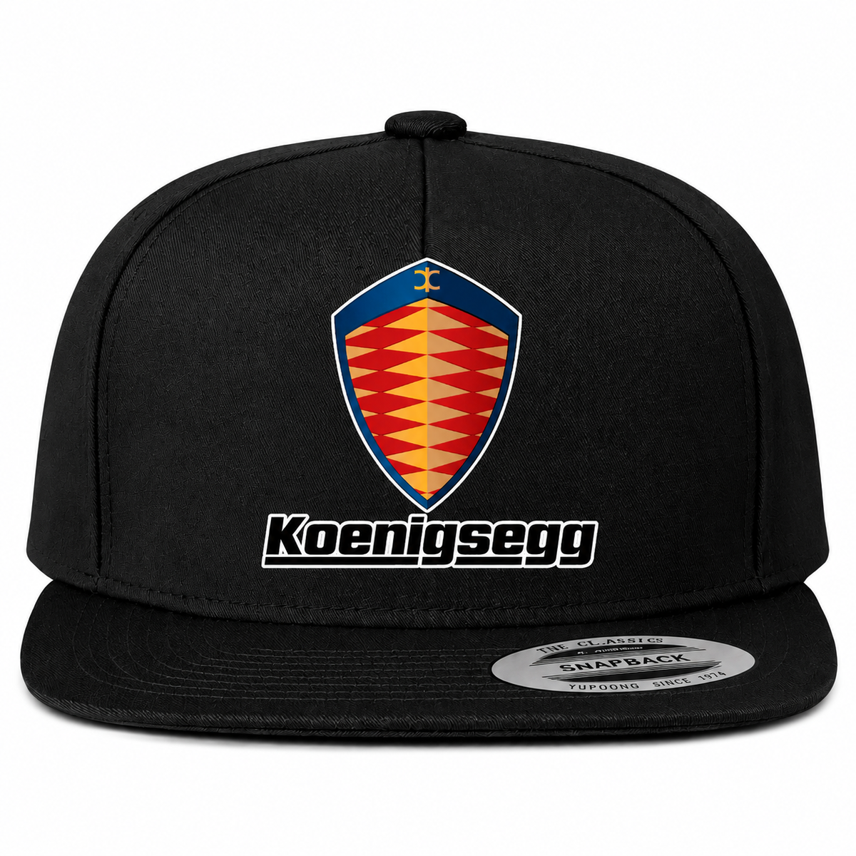 Koenigsegg snapback Black front centered heat transfer
