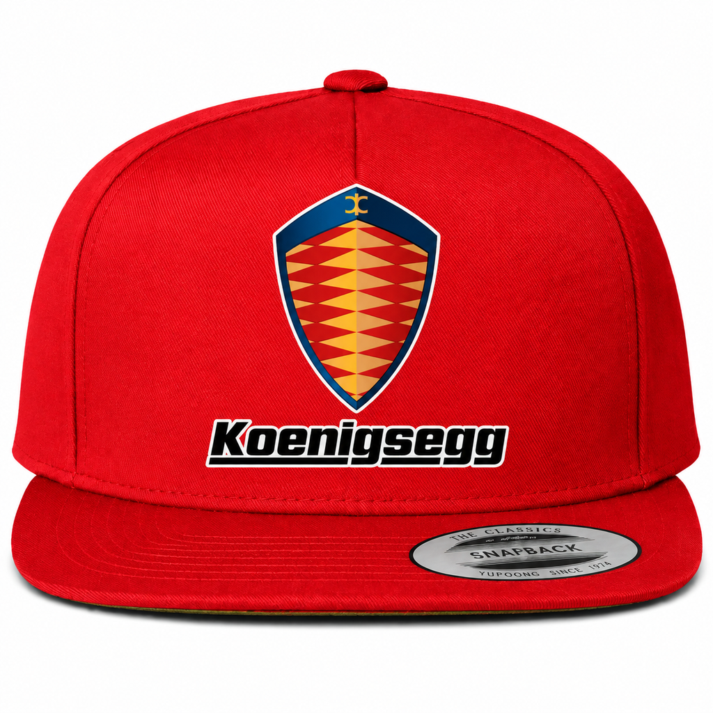 Koenigsegg snapback Red front centered heat transfer